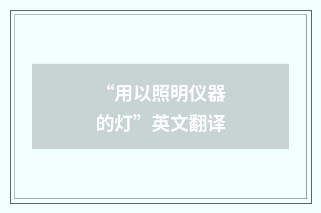“用以照明仪器的灯”英文翻译