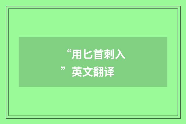“用匕首刺入”英文翻译
