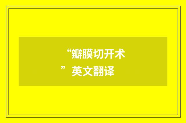 “瓣膜切开术”英文翻译