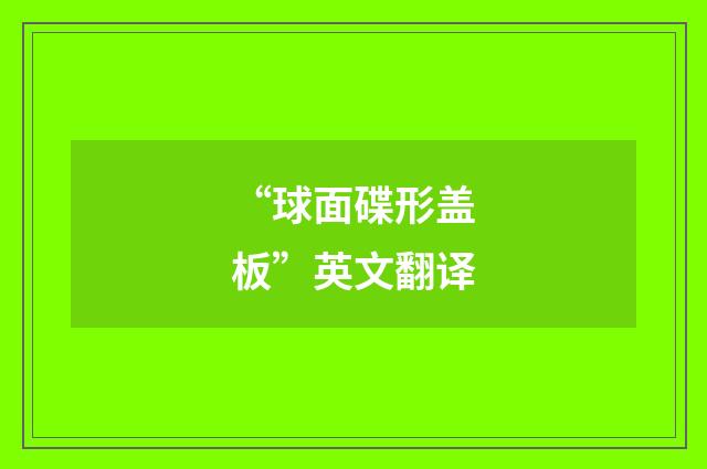 “球面碟形盖板”英文翻译