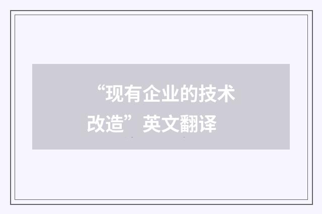 “现有企业的技术改造”英文翻译