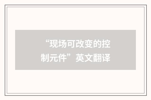 “现场可改变的控制元件”英文翻译