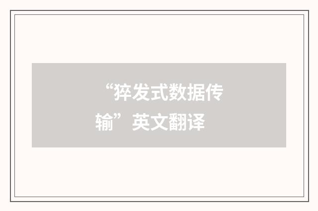 “猝发式数据传输”英文翻译