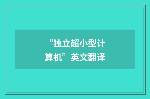“独立超小型计算机”英文翻译