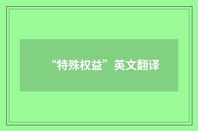 “特殊权益”英文翻译