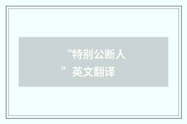 “特别公断人”英文翻译