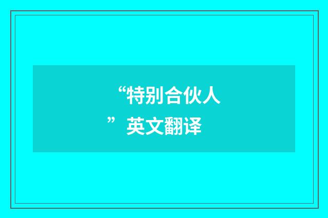 “特别合伙人”英文翻译