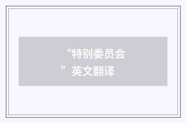 “特别委员会”英文翻译