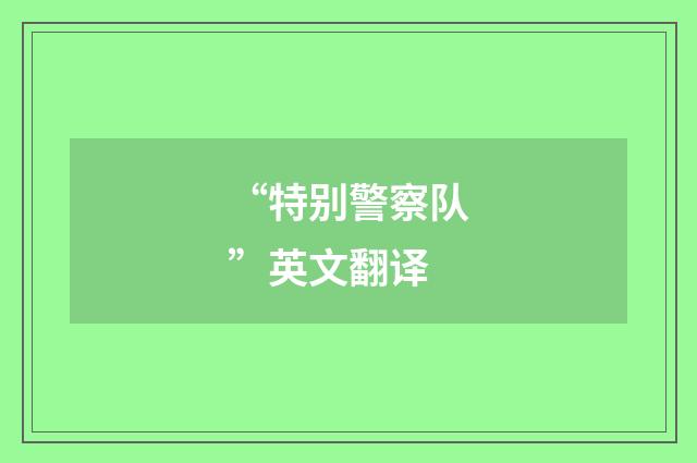 “特别警察队”英文翻译