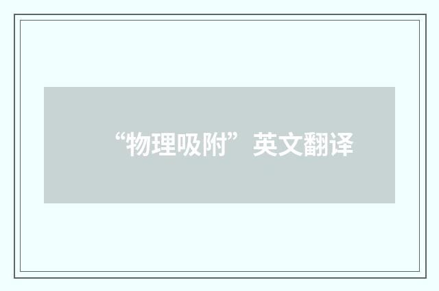 “物理吸附”英文翻译