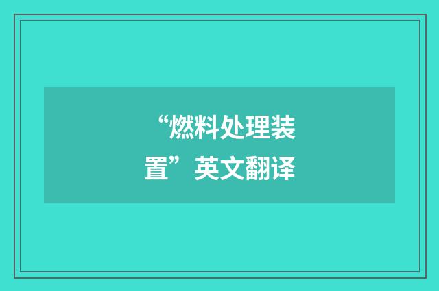 “燃料处理装置”英文翻译