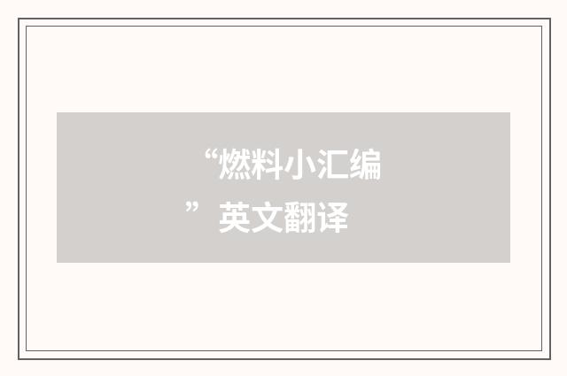 “燃料小汇编”英文翻译