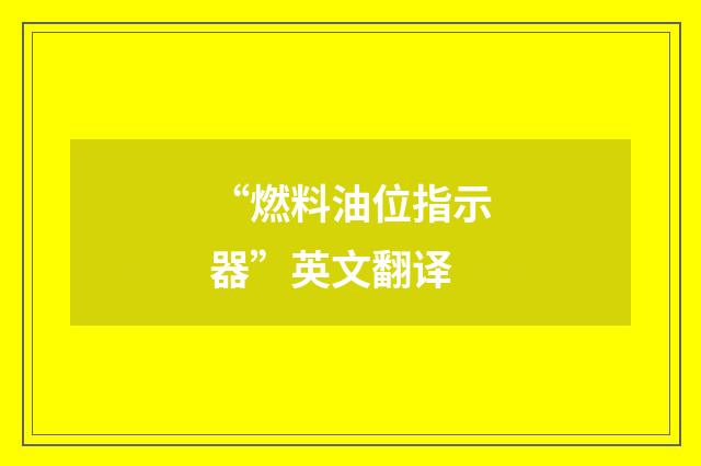 “燃料油位指示器”英文翻译