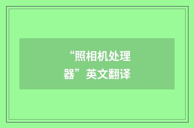 “照相机处理器”英文翻译