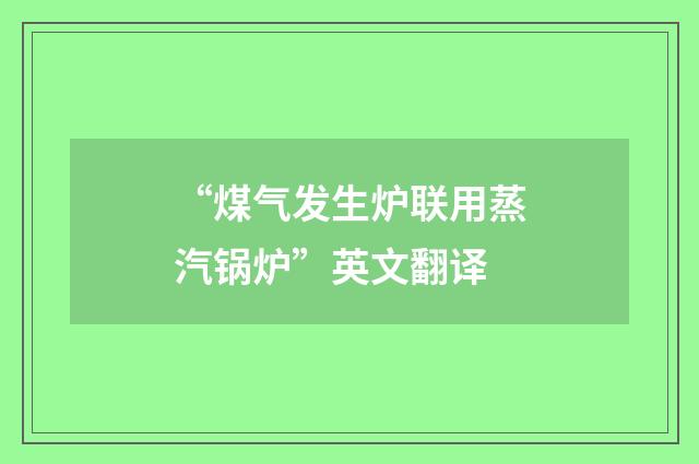 “煤气发生炉联用蒸汽锅炉”英文翻译