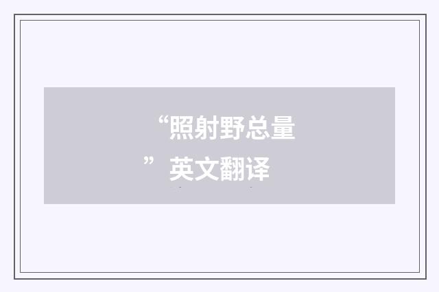 “照射野总量”英文翻译