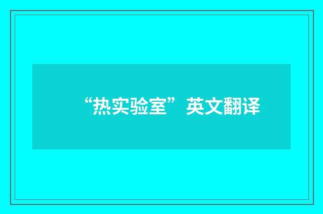“热实验室”英文翻译