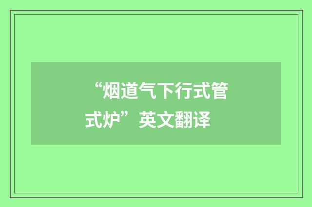 “烟道气下行式管式炉”英文翻译