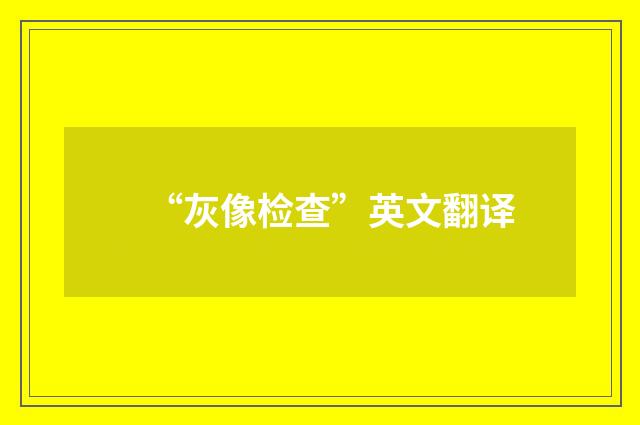 “灰像检查”英文翻译