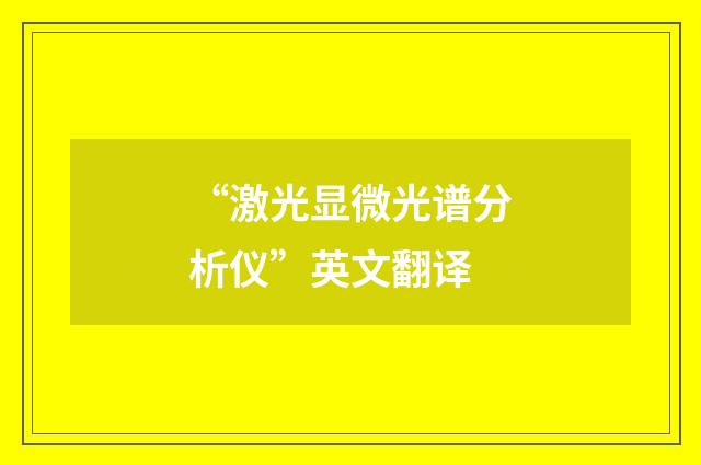 “激光显微光谱分析仪”英文翻译
