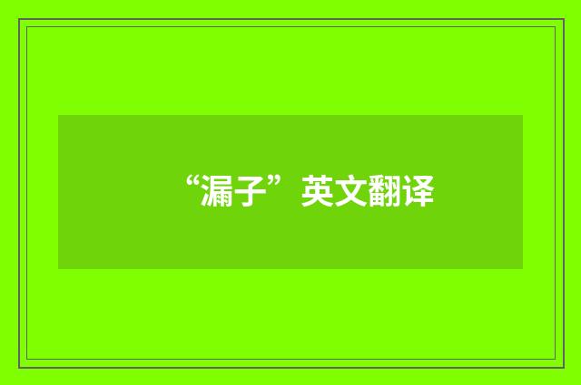 “漏子”英文翻译