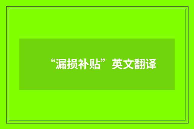 “漏损补贴”英文翻译
