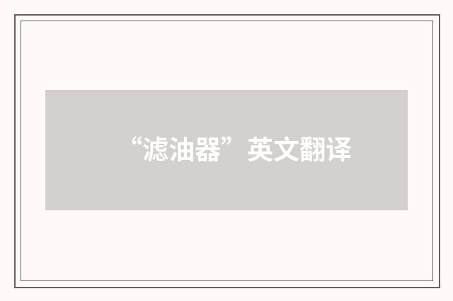 “滤油器”英文翻译