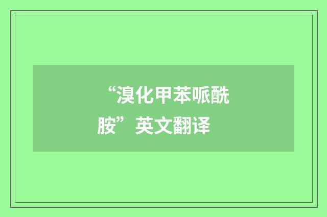 “溴化甲苯哌酰胺”英文翻译