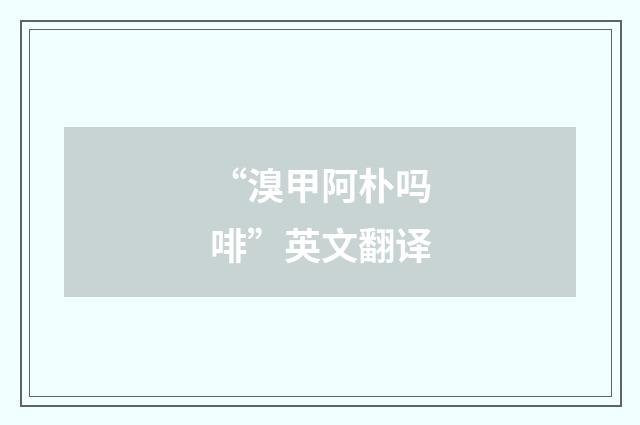 “溴甲阿朴吗啡”英文翻译