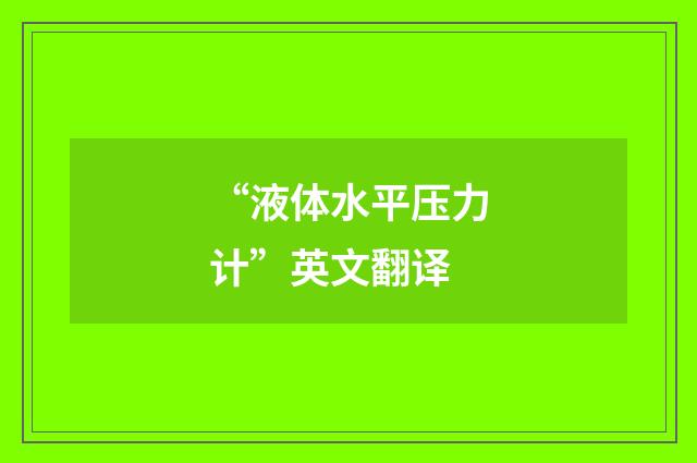 “液体水平压力计”英文翻译
