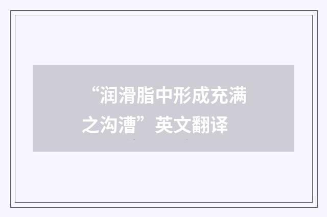 “润滑脂中形成充满之沟漕”英文翻译