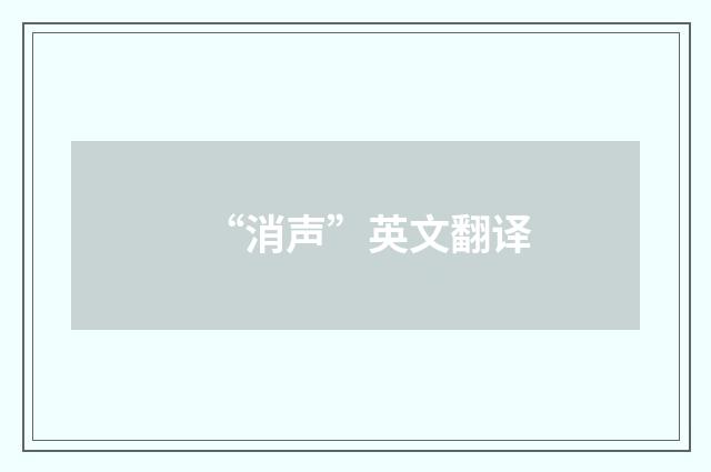 “消声”英文翻译