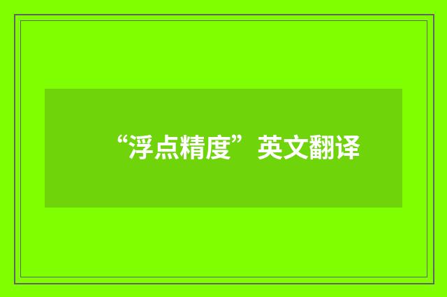 “浮点精度”英文翻译