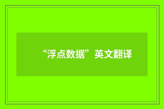 “浮点数据”英文翻译