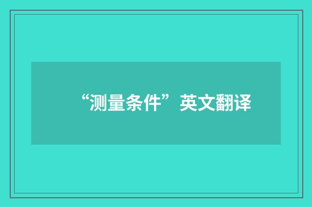 “测量条件”英文翻译