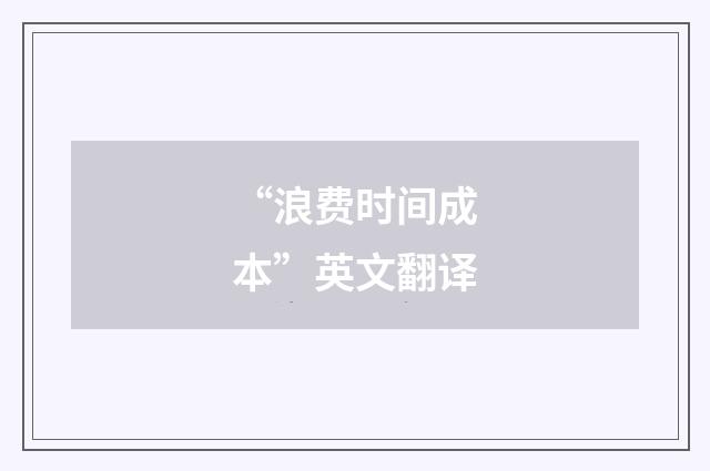 “浪费时间成本”英文翻译
