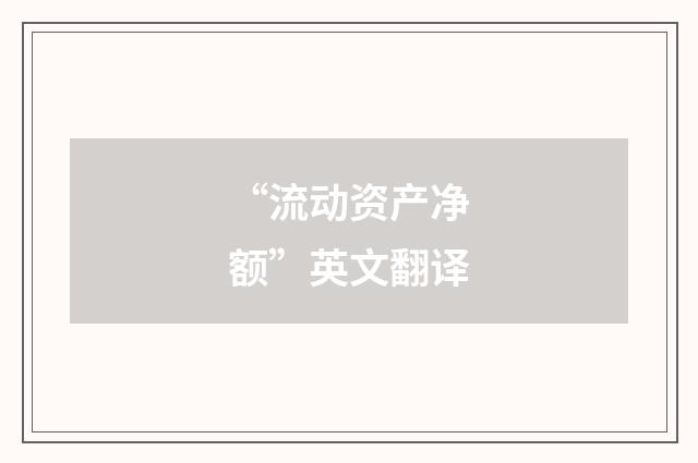 “流动资产净额”英文翻译