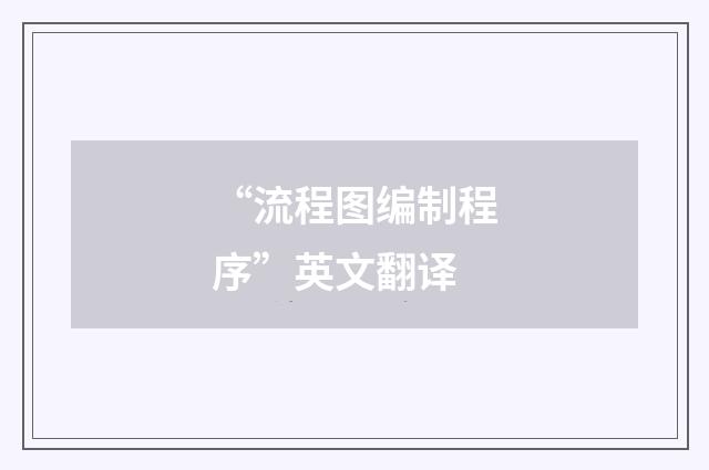 “流程图编制程序”英文翻译