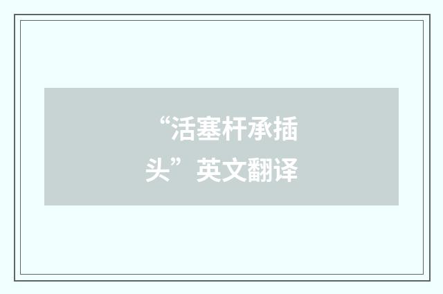 “活塞杆承插头”英文翻译