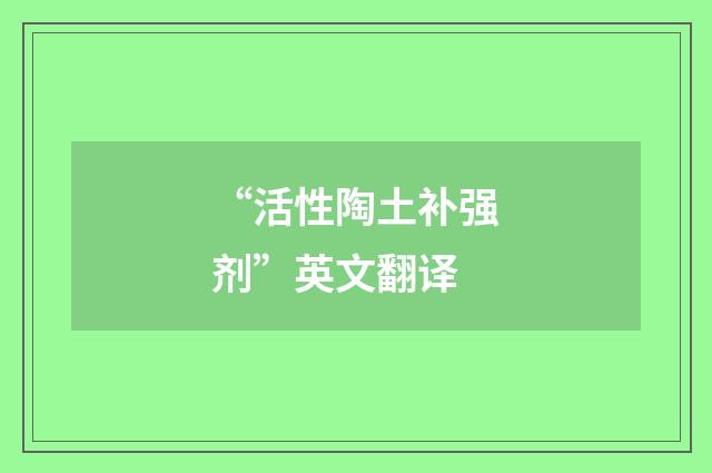 “活性陶土补强剂”英文翻译