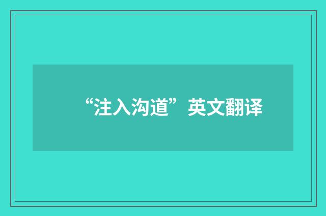 “注入沟道”英文翻译