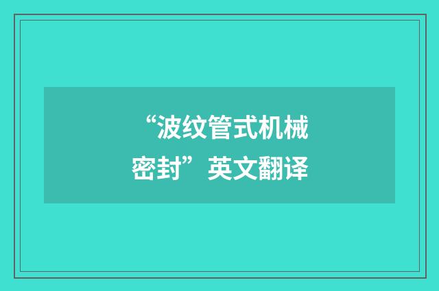 “波纹管式机械密封”英文翻译