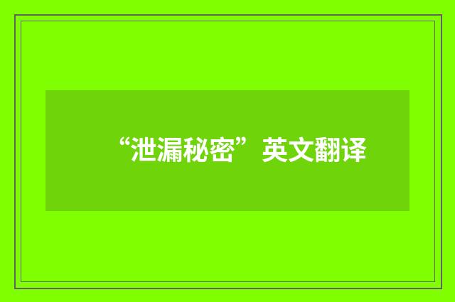 “泄漏秘密”英文翻译
