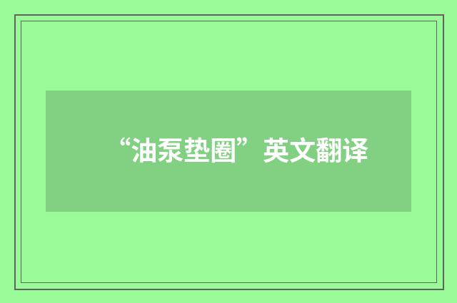 “油泵垫圈”英文翻译