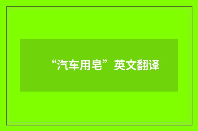 “汽车用皂”英文翻译