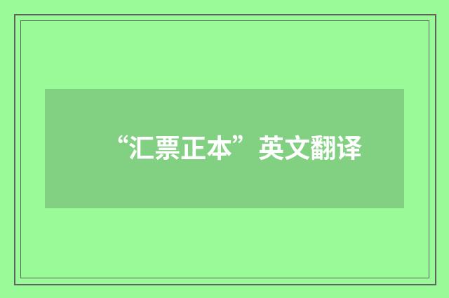 “汇票正本”英文翻译