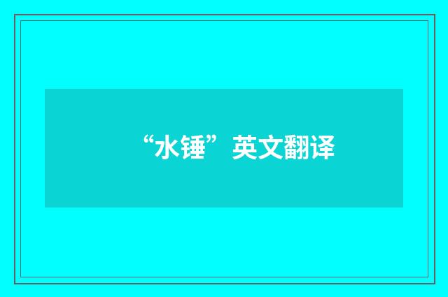 “水锤”英文翻译
