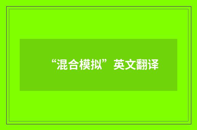 “混合模拟”英文翻译
