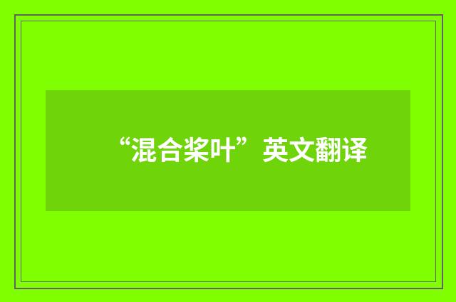 “混合桨叶”英文翻译