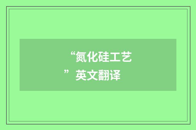 “氮化硅工艺”英文翻译